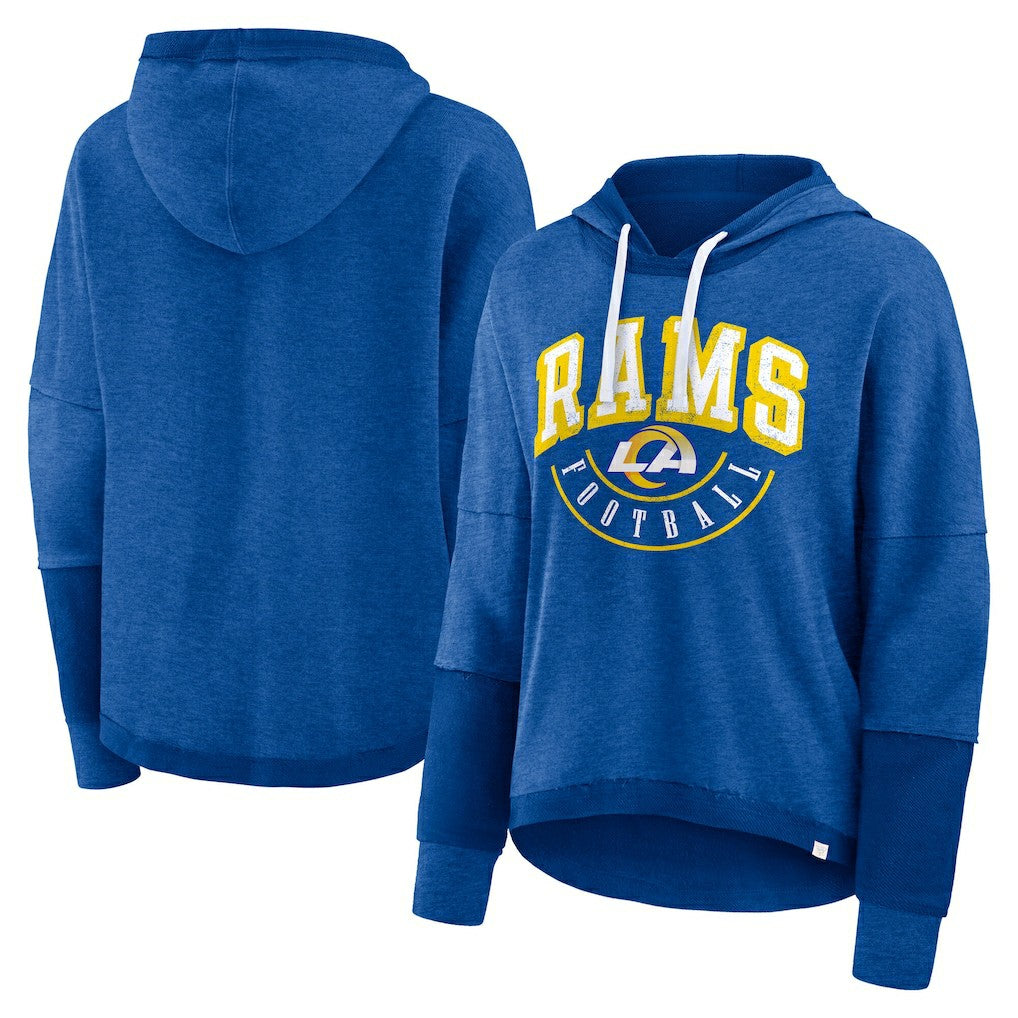 Los Angeles Rams Women's Lightewight Modest Crop Lounge Helmet Arch Pullover Hoodie | NFL Outlet