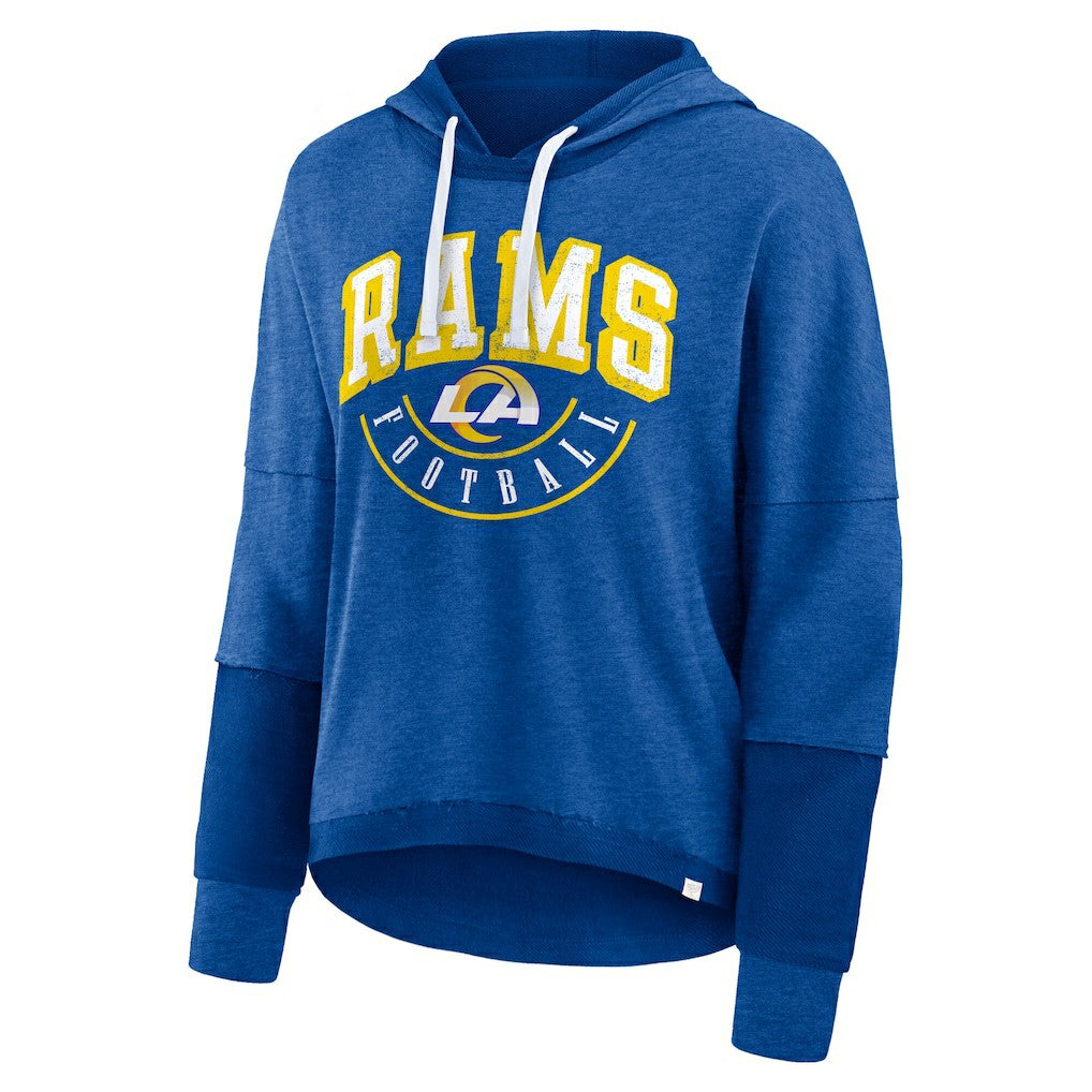 Los Angeles Rams Women's Lightewight Modest Crop Lounge Helmet Arch Pullover Hoodie | NFL Outlet