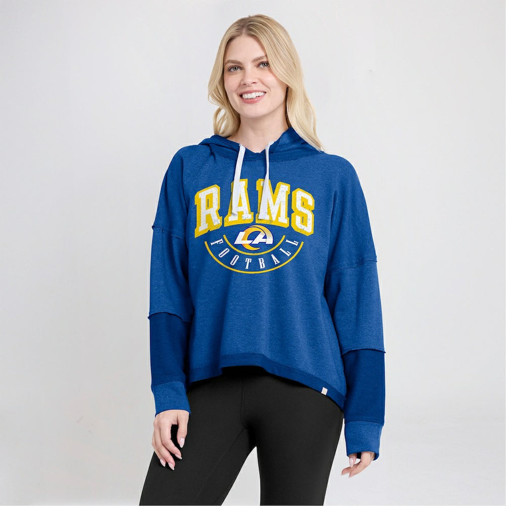 Los Angeles Rams Women's Lightewight Modest Crop Lounge Helmet Arch Pullover Hoodie | NFL Outlet
