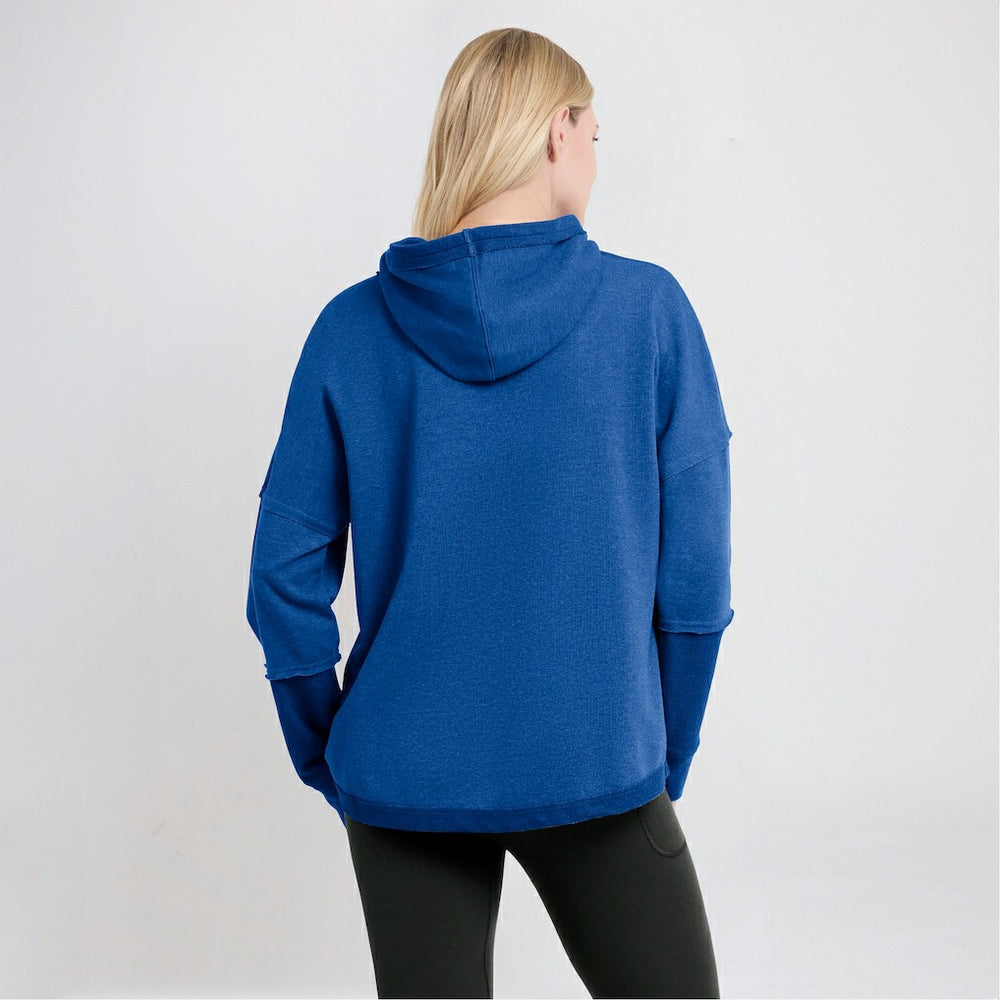 Los Angeles Rams Women's Lightewight Modest Crop Lounge Helmet Arch Pullover Hoodie | NFL Outlet