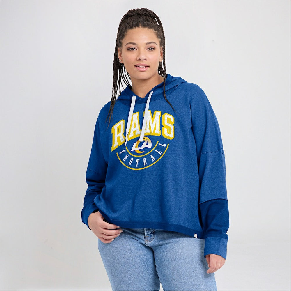 Los Angeles Rams Women's Lightewight Modest Crop Lounge Helmet Arch Pullover Hoodie | NFL Outlet