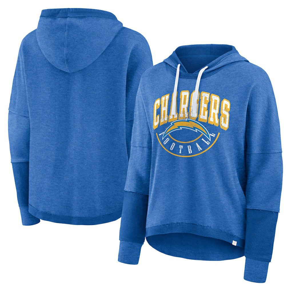 Los Angeles Chargers Women's Lightewight Modest Crop Lounge Helmet Arch Pullover Hoodie | NFL Hot