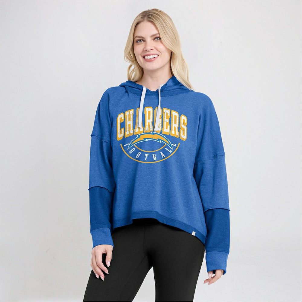Los Angeles Chargers Women's Lightewight Modest Crop Lounge Helmet Arch Pullover Hoodie | NFL Hot