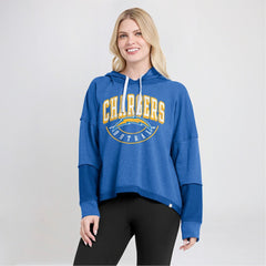 Los Angeles Chargers Women's Lightewight Modest Crop Lounge Helmet Arch Pullover Hoodie | NFL Hot