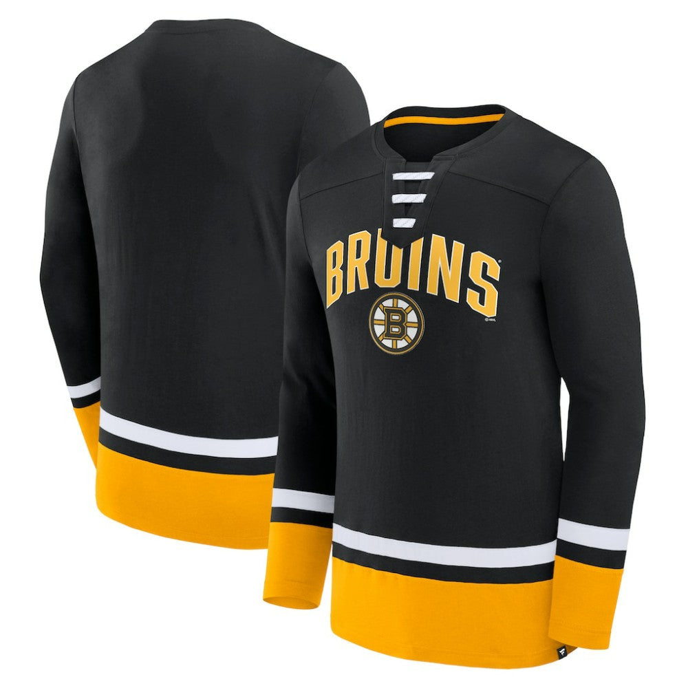 Boston Bruins Fanatics Back Pass Lace-Up Long Sleeve T-Shirt -  NHL T-shirts