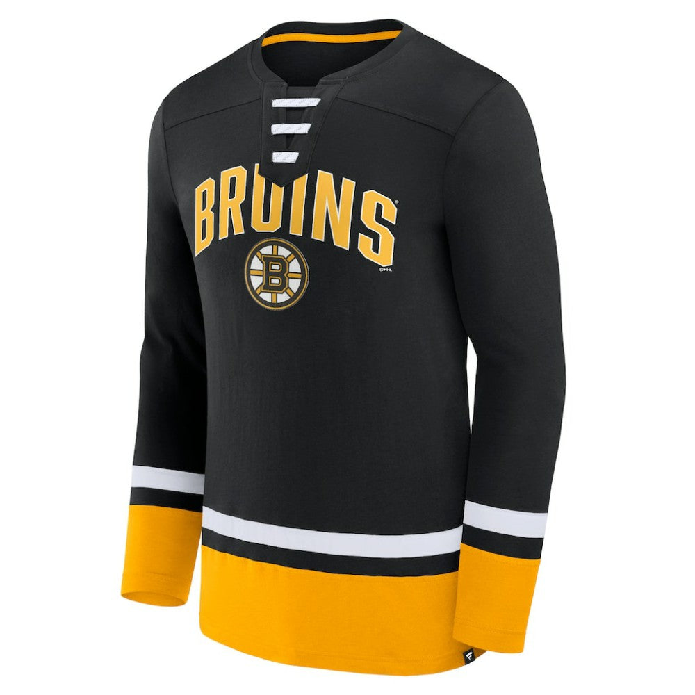 Boston Bruins Fanatics Back Pass Lace-Up Long Sleeve T-Shirt -  NHL T-shirts