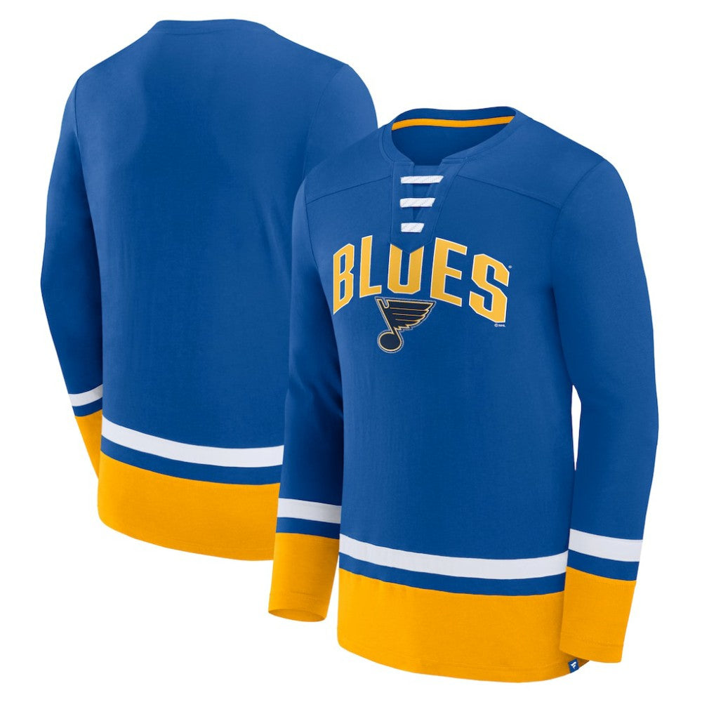 St. Louis Blues Fanatics Back Pass Lace-Up Long Sleeve T-Shirt -  NHL T-shirts