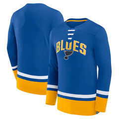 St. Louis Blues Fanatics Back Pass Lace-Up Long Sleeve T-Shirt -  NHL T-shirts