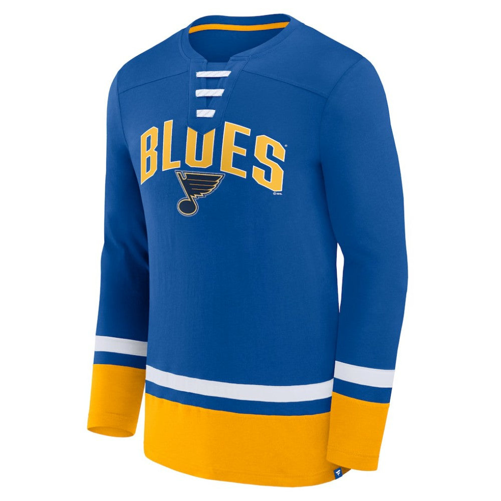 St. Louis Blues Fanatics Back Pass Lace-Up Long Sleeve T-Shirt -  NHL T-shirts