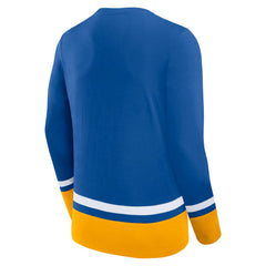 St. Louis Blues Fanatics Back Pass Lace-Up Long Sleeve T-Shirt -  NHL T-shirts