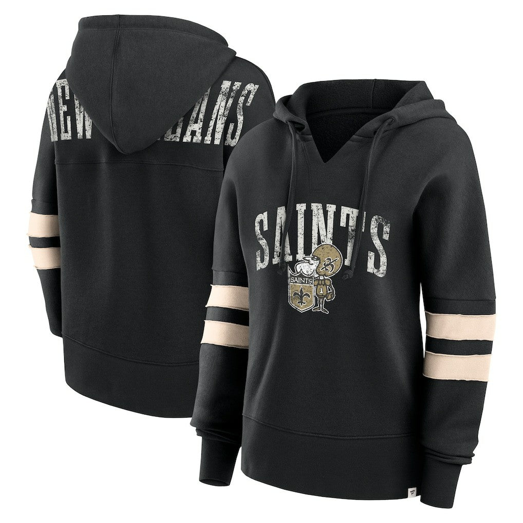 New Orleans Saints Women's Bold Move Dolman V-Neck Hip HIp Hoodie | NFL New