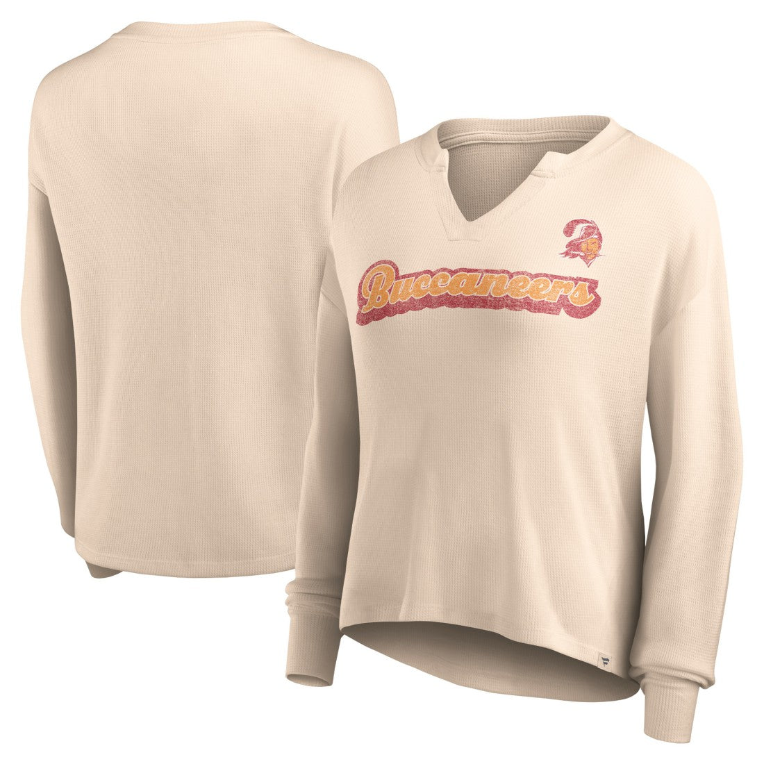 Tampa Bay Buccaneers Women's Go For It Notch Neck Waffle Knit Lightweight Long Sleeve T-Shirt | NFL Online