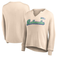 Seattle Seahawks Women's Go For It Notch Neck Waffle Knit Lightweight Long Sleeve T-Shirt | NFL Sale