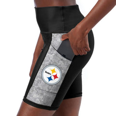 Pittsburgh Steelers Certo Women's High Waist Logo Two-Pocket Biker Shorts | NFL Outlet