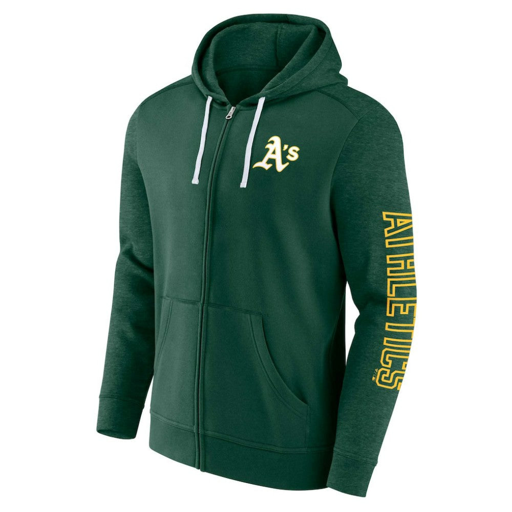 Athletics Fanatics Offensive Line Up Lightweight Full-Zip Hoodie - MLB Hoodies
