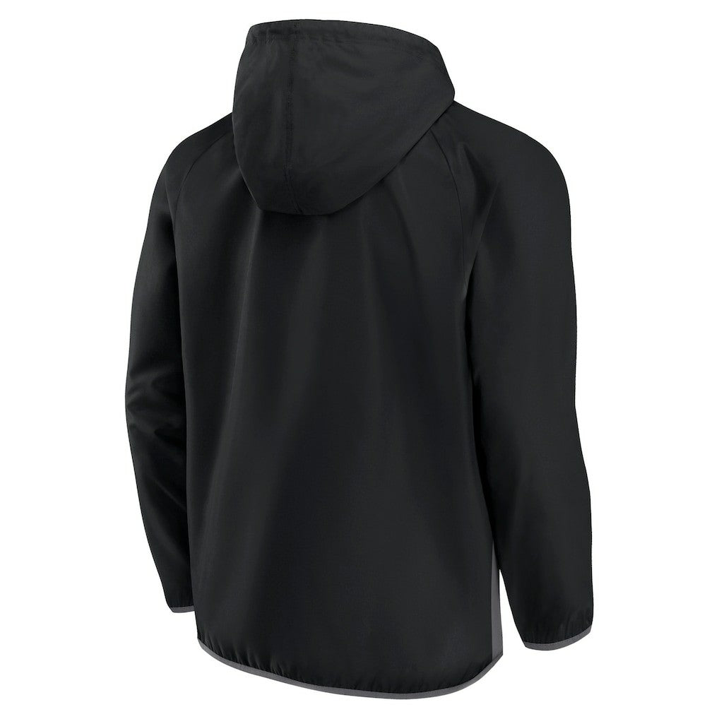 Black/Gray Brooklyn Nets Anorak Flagrant Foul Color-Block Raglan Hoodie Half-Zip Jacket | NBA
