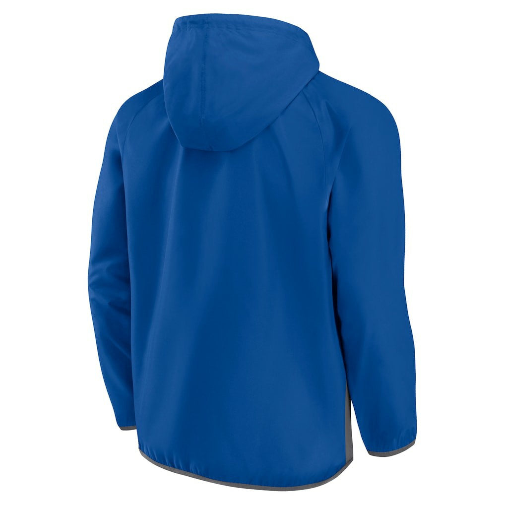 Royal/Gray Philadelphia 76ers Anorak Flagrant Foul Color-Block Raglan Hoodie Half-Zip Jacket | NBA