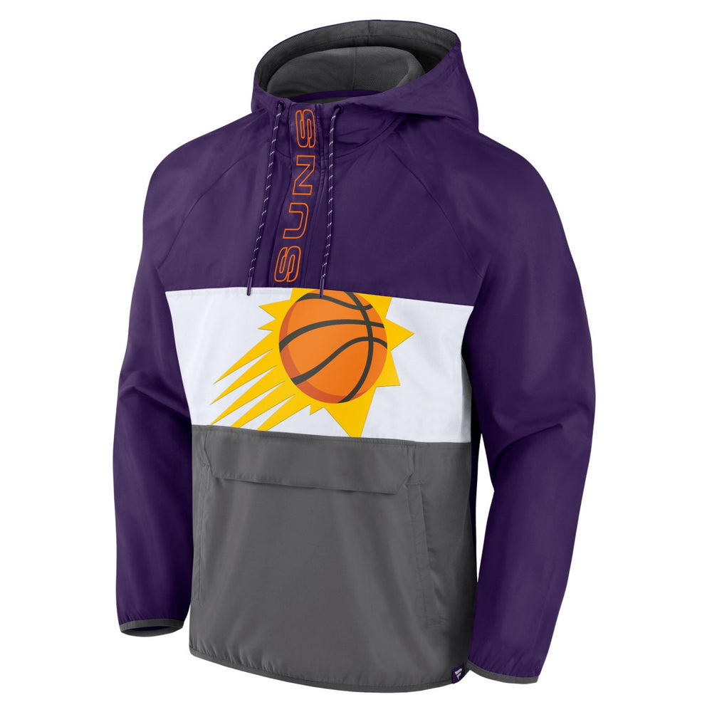 Purple/Gray Phoenix Suns Anorak Flagrant Foul Color-Block Raglan Hoodie Half-Zip Jacket | NBA