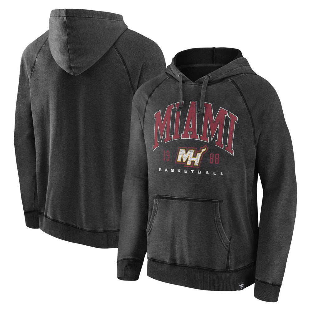 Heather Charcoal Miami Heat Foul Trouble Snow Wash Raglan Pullover Hoodie | NBA