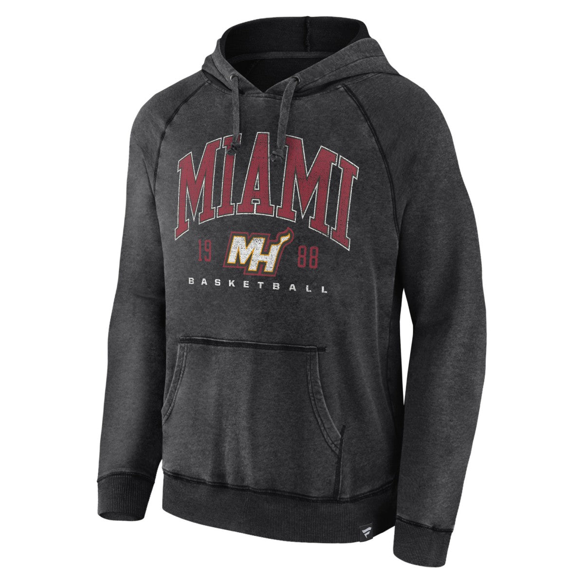 Heather Charcoal Miami Heat Foul Trouble Snow Wash Raglan Pullover Hoodie | NBA