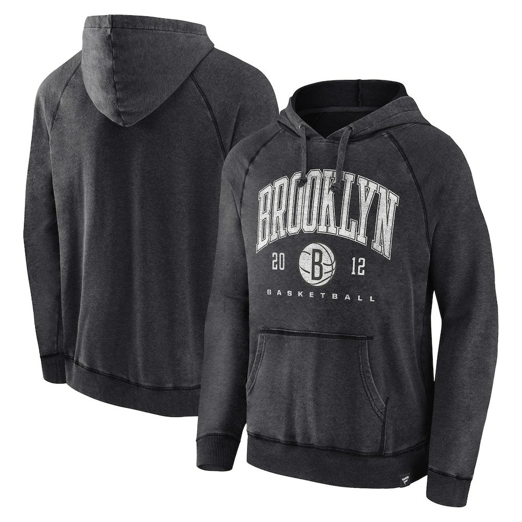 Heather Charcoal Brooklyn Nets Foul Trouble Snow Wash Raglan Pullover Hoodie | NBA