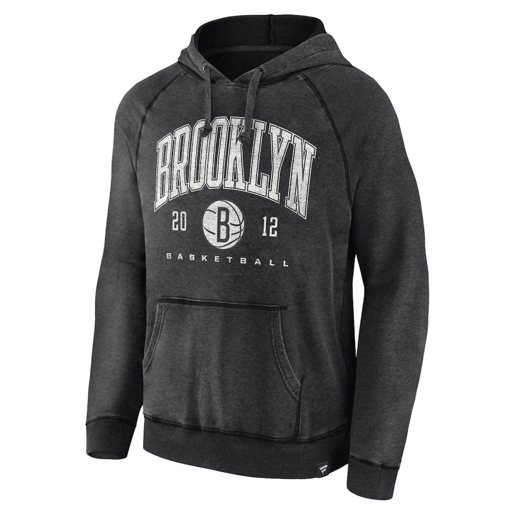 Heather Charcoal Brooklyn Nets Foul Trouble Snow Wash Raglan Pullover Hoodie | NBA