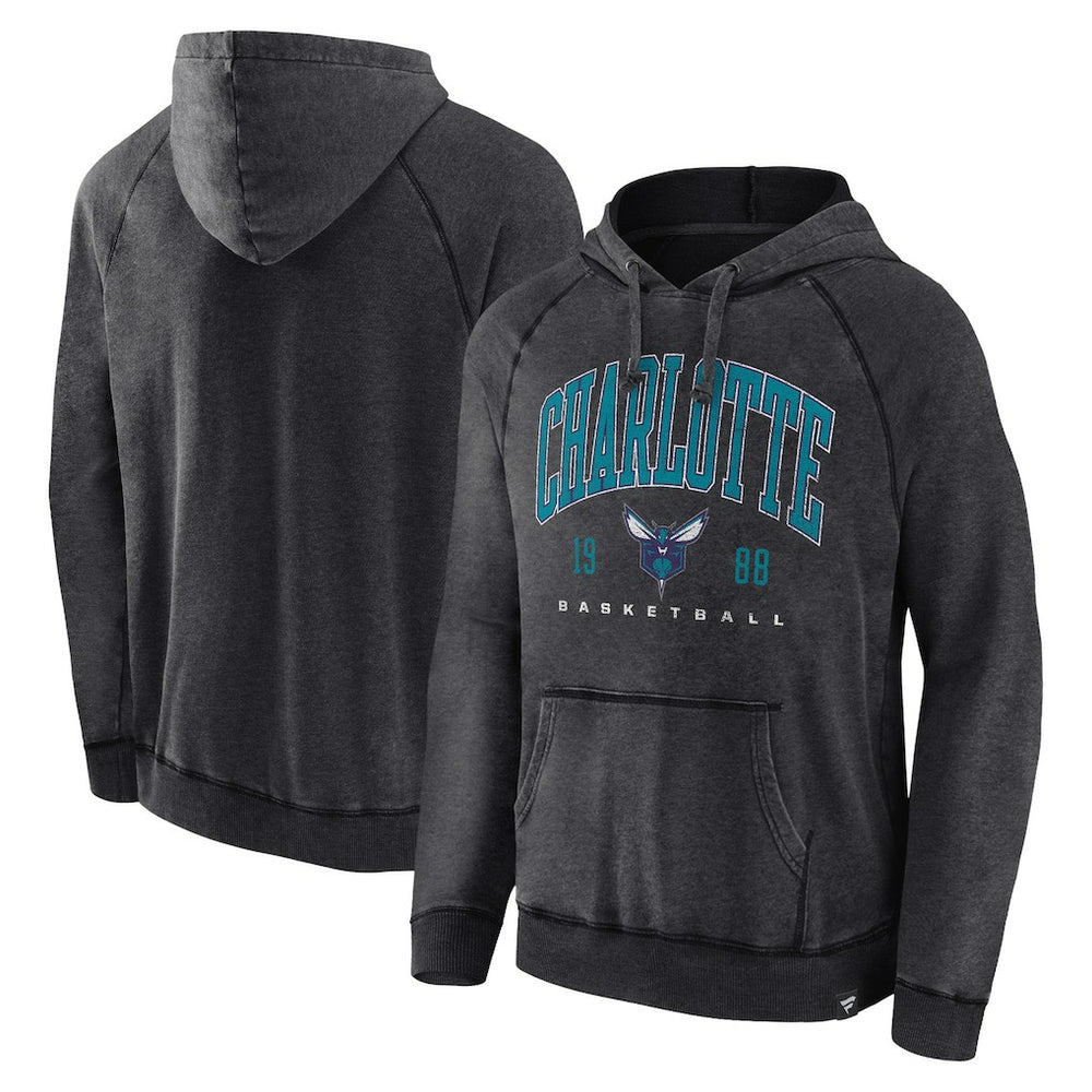 Heather Charcoal Charlotte Hornets Foul Trouble Snow Wash Raglan Pullover Hoodie | NBA