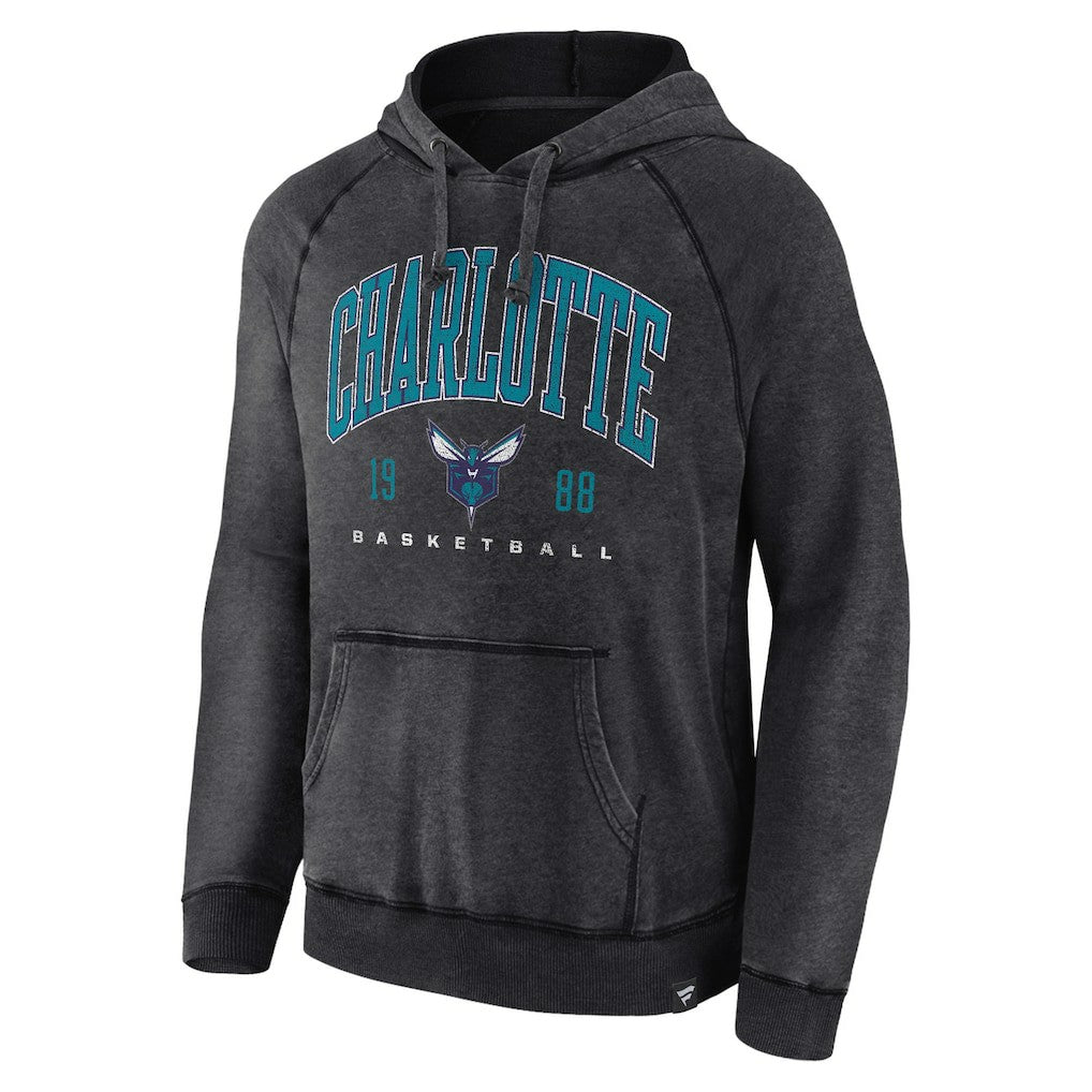 Heather Charcoal Charlotte Hornets Foul Trouble Snow Wash Raglan Pullover Hoodie | NBA