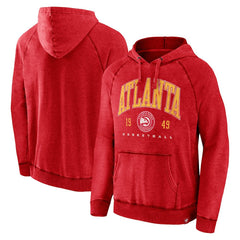 Heather Red Atlanta Hawks Foul Trouble Snow Wash Raglan Pullover Hoodie | NBA