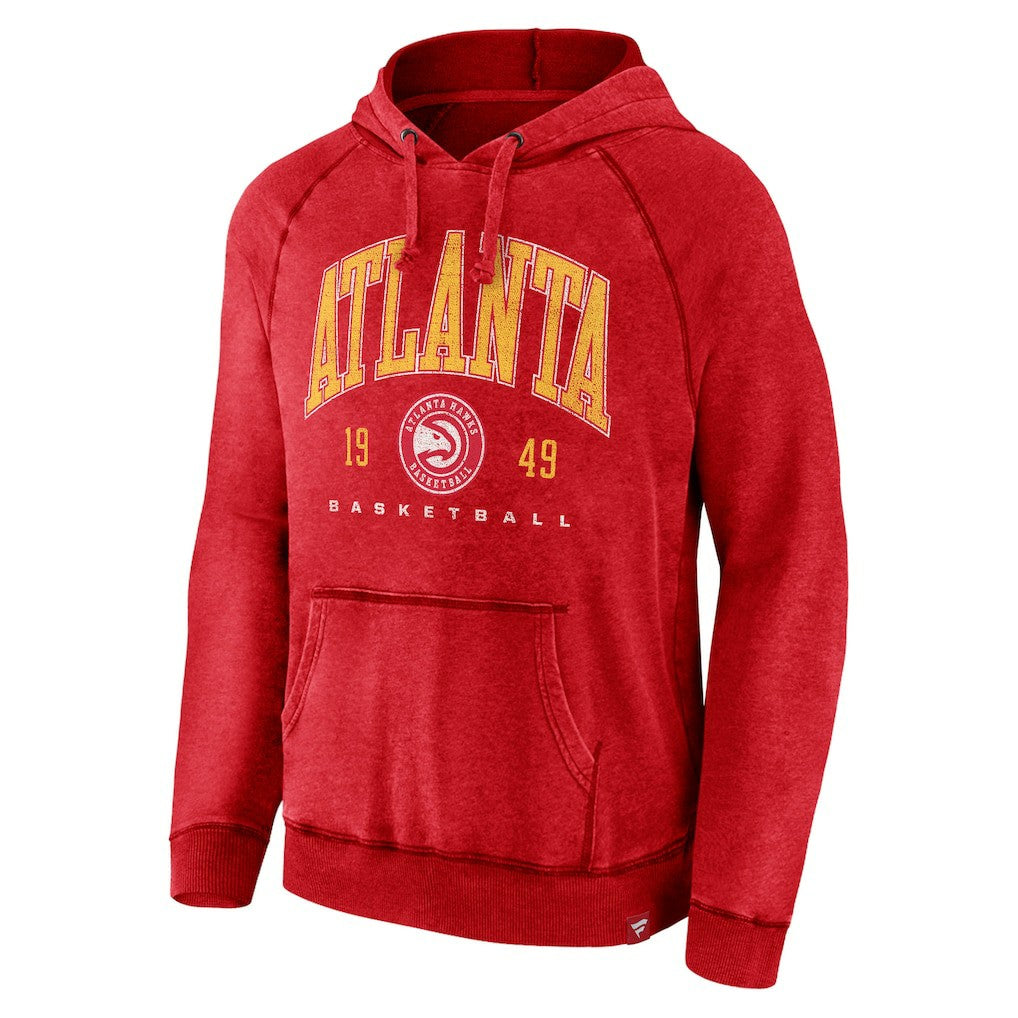 Heather Red Atlanta Hawks Foul Trouble Snow Wash Raglan Pullover Hoodie | NBA