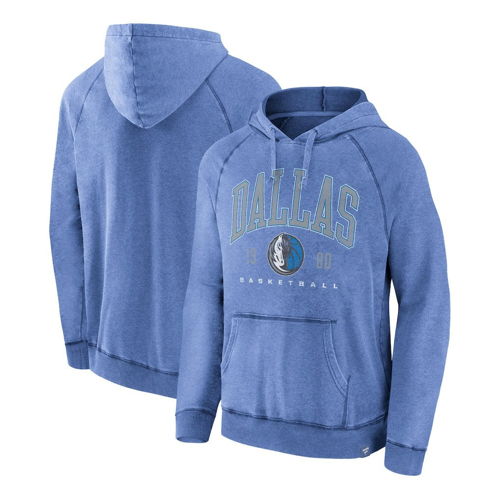 Heather Blue Dallas Mavericks Foul Trouble Snow Wash Raglan Pullover Hoodie sale | NBA