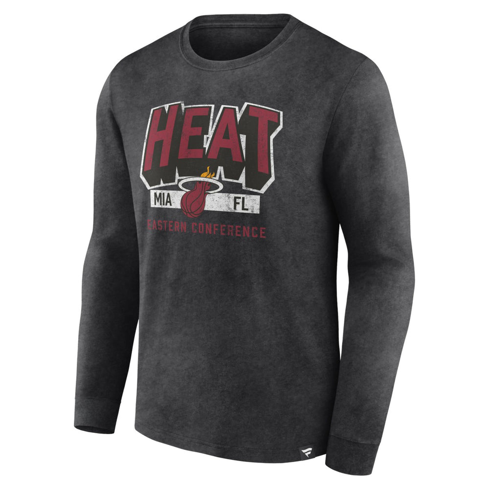 Heather Charcoal Miami Heat Front Court Press Snow Wash Long Sleeve T-Shirt | NBA