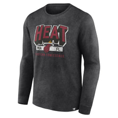 Heather Charcoal Miami Heat Front Court Press Snow Wash Long Sleeve T-Shirt | NBA