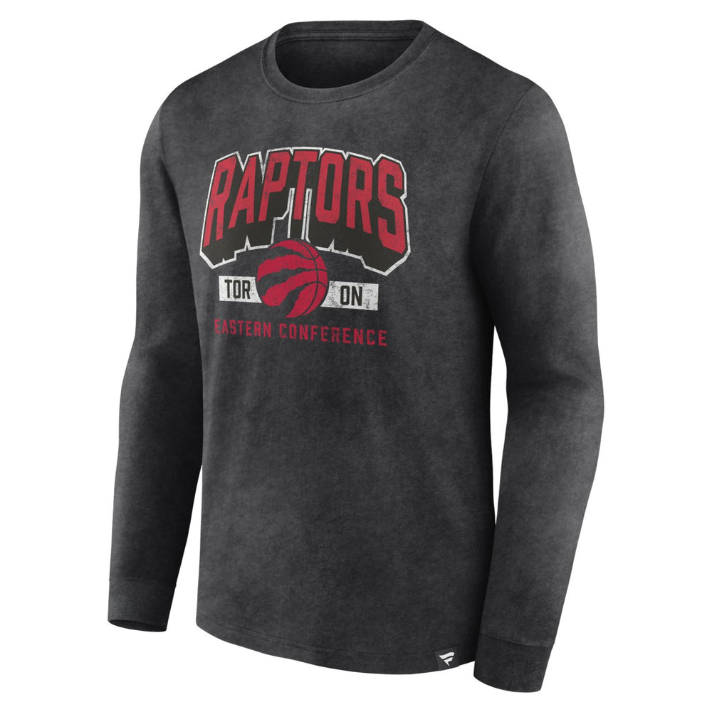 Heather Charcoal Toronto Raptors Front Court Press Snow Wash Long Sleeve T-Shirt | NBA