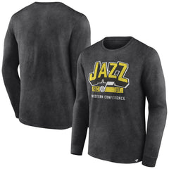 Heather Charcoal Utah Jazz Front Court Press Snow Wash Long Sleeve T-Shirt | NBA