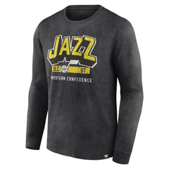 Heather Charcoal Utah Jazz Front Court Press Snow Wash Long Sleeve T-Shirt | NBA