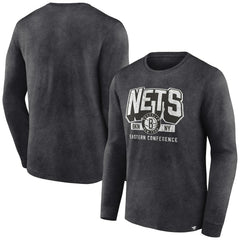 Heather Charcoal Brooklyn Nets Front Court Press Snow Wash Long Sleeve T-Shirt | NBA