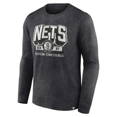 Heather Charcoal Brooklyn Nets Front Court Press Snow Wash Long Sleeve T-Shirt | NBA