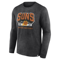 Heather Charcoal Phoenix Suns Front Court Press Snow Wash Long Sleeve T-Shirt | NBA