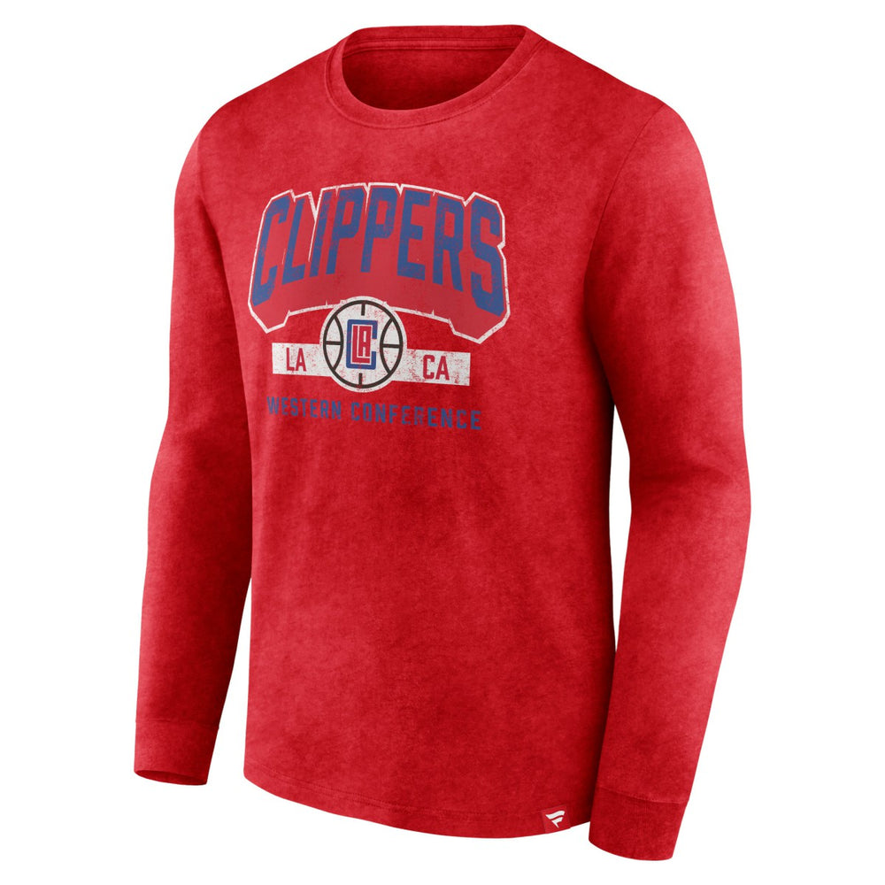 Heather Red LA Clippers Front Court Press Snow Wash Long Sleeve T-Shirt | NBA