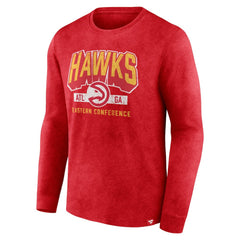 Heather Red Atlanta Hawks Front Court Press Snow Wash Long Sleeve T-Shirt | NBA