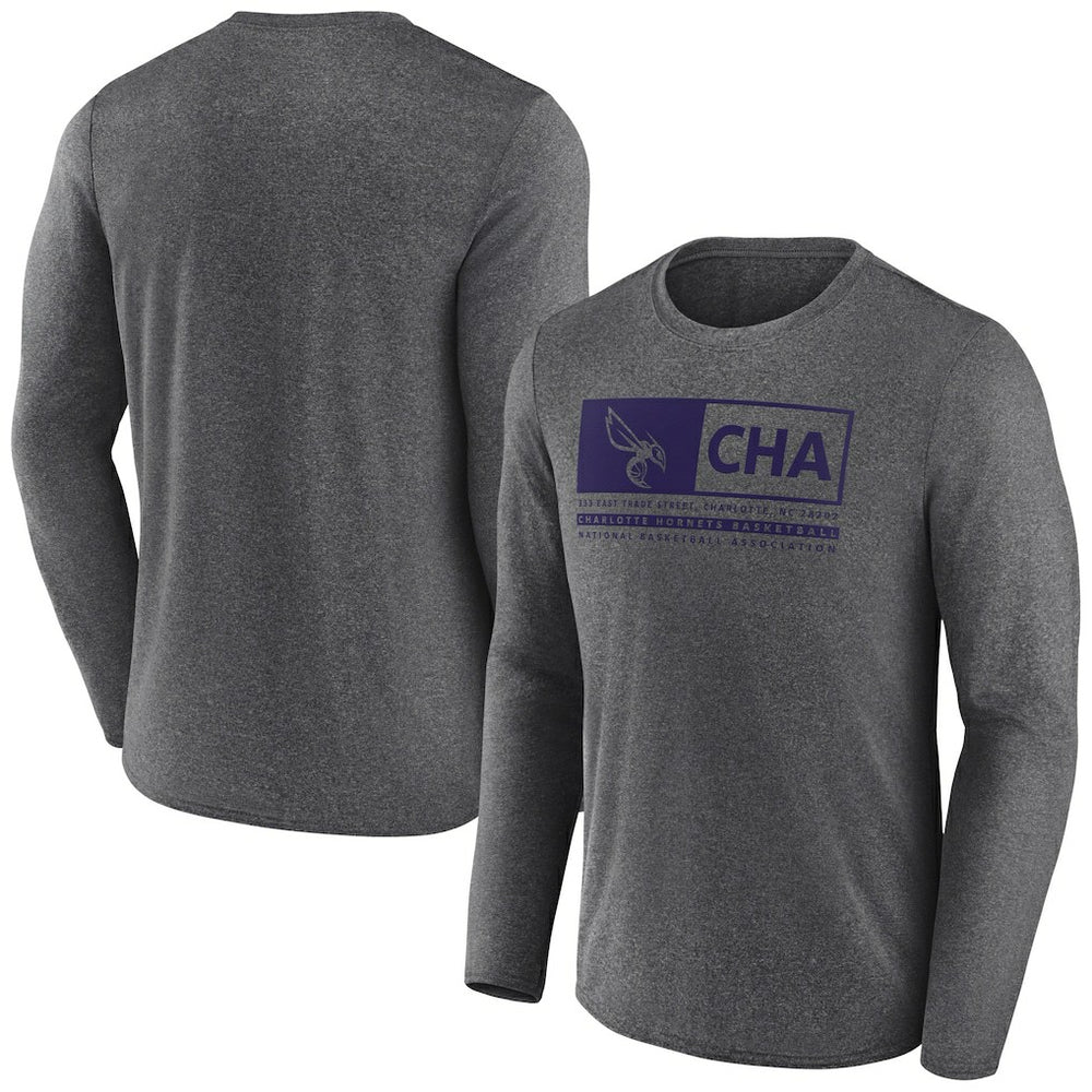 Heather Charcoal Charlotte Hornets Three-Point Play T-Shirt | NBA