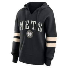 Black Brooklyn Nets Women's Bold Move Dolman V-Neck High Hip Hoodie | NBA