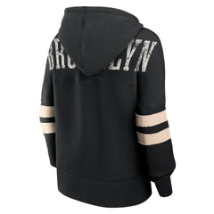 Black Brooklyn Nets Women's Bold Move Dolman V-Neck High Hip Hoodie | NBA
