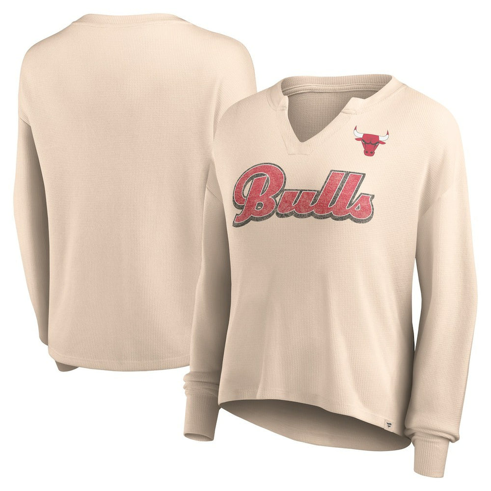 Tan Chicago Bulls Women's Go For It Long Sleeve Notch Neck T-Shirt sale | NBA