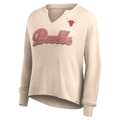 Tan Chicago Bulls Women's Go For It Long Sleeve Notch Neck T-Shirt sale | NBA