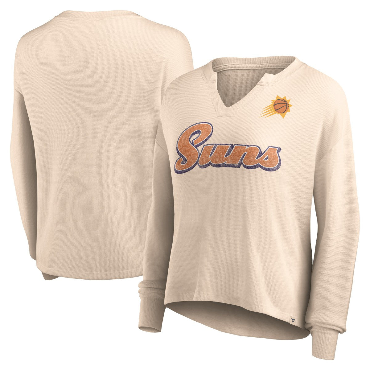 Tan Phoenix Suns Women's Go For It Long Sleeve Notch Neck T-Shirt | NBA