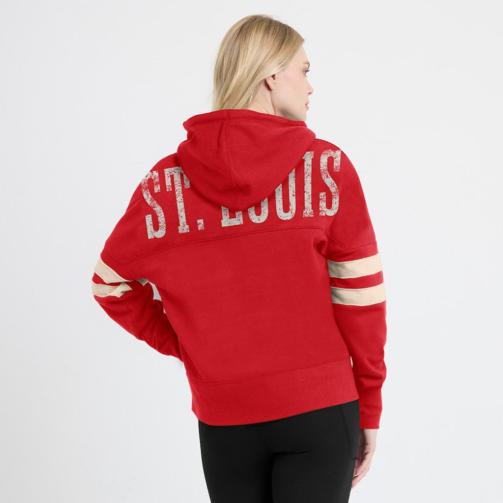 St. Louis Cardinals Fanatics Women's Bold Move Notch Neck High Hip Hoodie - MLB Hoodies