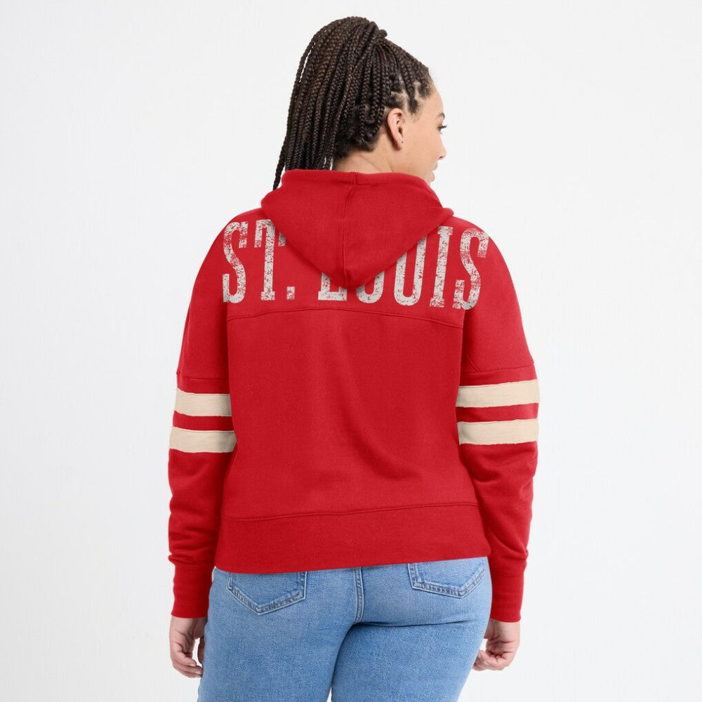 St. Louis Cardinals Fanatics Women's Bold Move Notch Neck High Hip Hoodie - MLB Hoodies