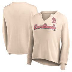 St. Louis Cardinals Fanatics Women's Go For It Waffle Knit Long Sleeve Notch Neck T-Shirt - MLB T-shirts